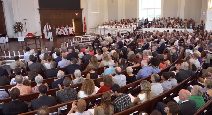 One of the two consecration services held at The Falls Church Anglican's new sanctuary in Falls Church, Virginia on Sunday, Sept. 8, 2019. 