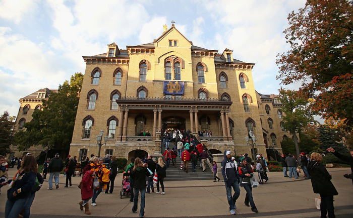 A general view of a building on the campus of Notre Dame University in South Bend, Indiana, on Oct. 19, 2013. 