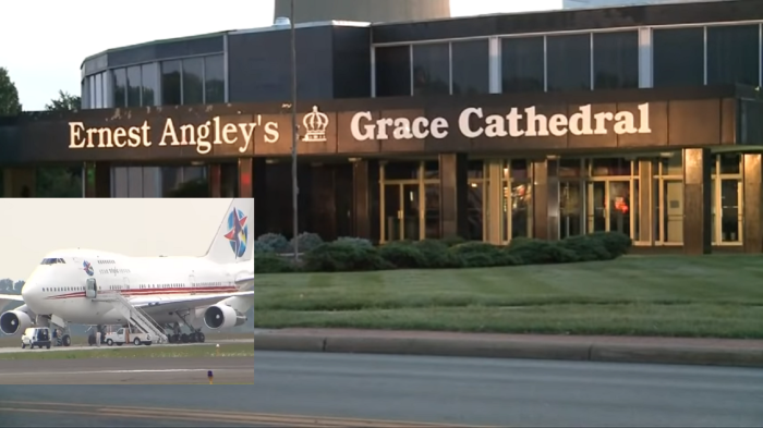 Ernest Angley Ministries and his jet (inset).