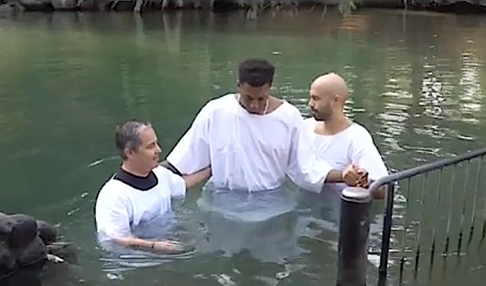 Lecrae gets baptized in the Jordan River, September 19, 2019