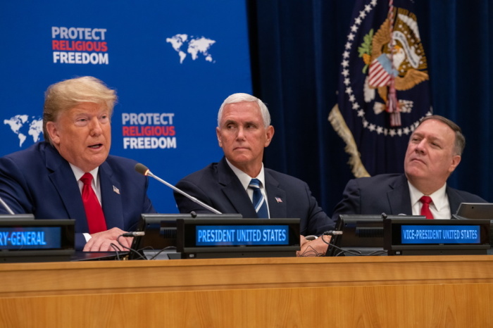 President Donald Trump delivers remarks at his event on religious freedom, at the United Nations, in New York City, New York on September 23, 2019.
