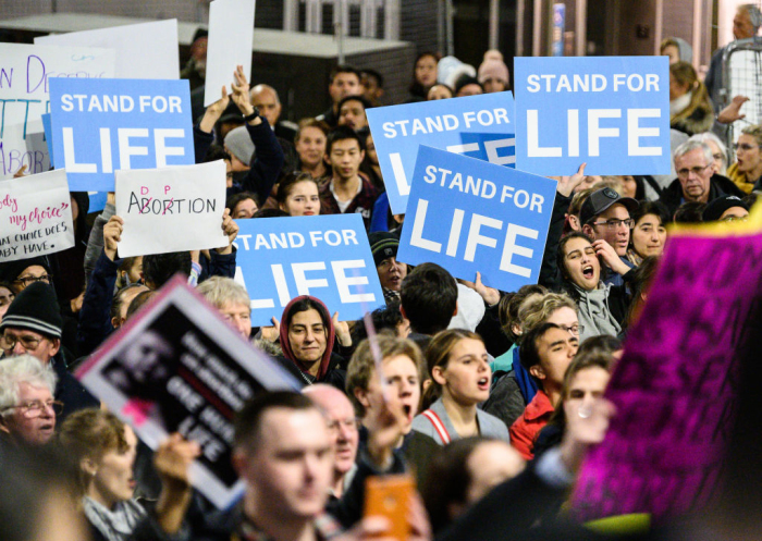 Pro-Life protesters demonstrating in Martin Place, Sydney, Australia, on Aug. 20, 2019. The protesters oppose the NSW abortion bill which will decriminalize abortion. The rally organisers say it will allow abortion for any reason until birth and won’t prevent sex selection terminations. 