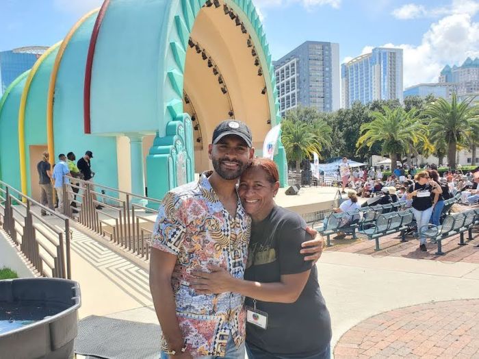 Pulse survivor Angel Colon and his mother Mirta Nieves attend Freedom March, Sept. 14, 2019.