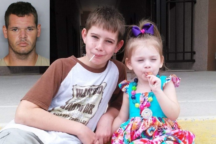 The late Khyler Edman,15, and his 5-year-old sister. Ryan Clayton Cole (inset) is suspected of killing him during a home invasion. 