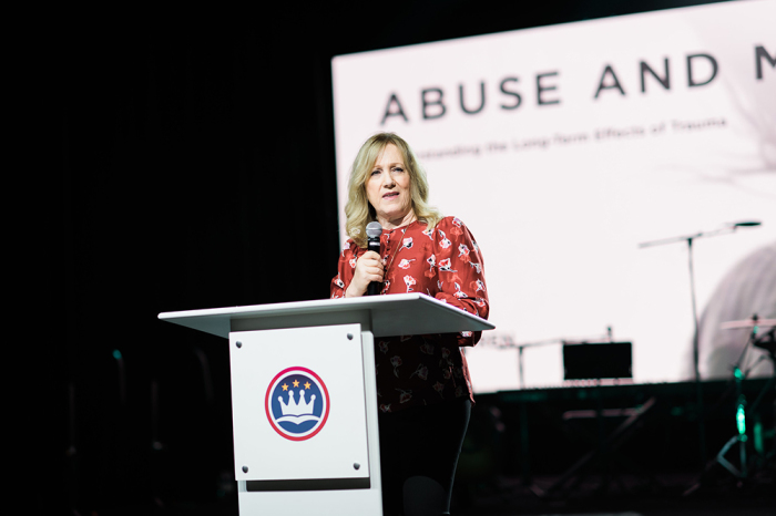 Kay Warren speaks at the Ethics & Religious Liberty Commission's Caring Well Conference in Grapevine, Texas, on Oct. 3, 2019. 