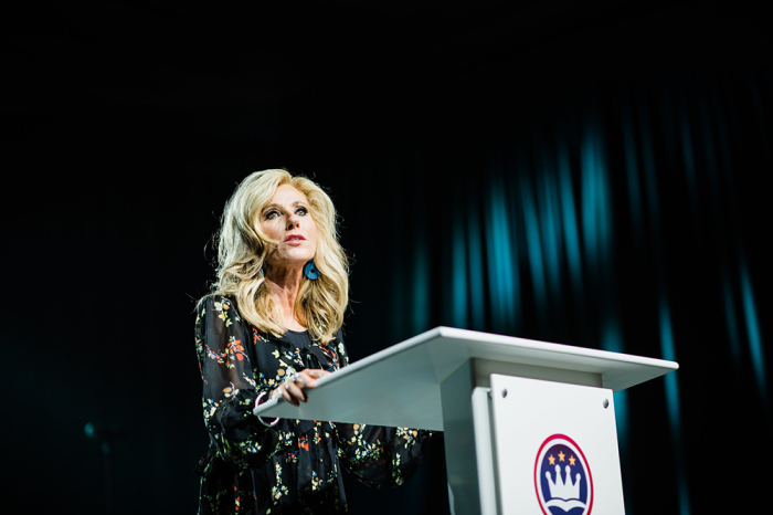 Beth Moore speaks at the Ethics & Religious Liberty Commission's Caring Well Conference in Grapevine, Texas, on Oct. 3, 2019.