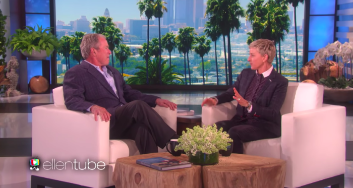 George W. Bush appears on 'The Ellen DeGeneres Show' in 2017.