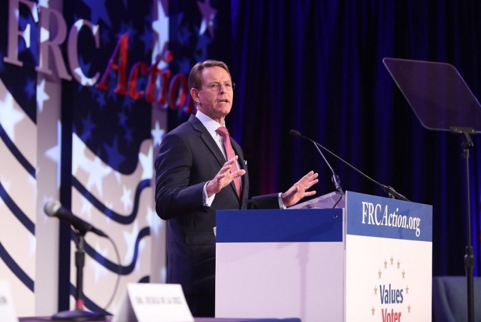 Family Research Council President Tony Perkins gives remarks at the Values Voter Summit at the Omni Shoreham Hotel in Washington, D.C., on October 11, 2019. 
