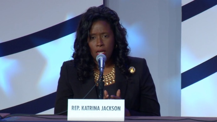 Democratic State Representative Katrina Jackson of Louisiana’s District 16 gives remarks as part of a panel at the Values Voter Summit in Washington, D.C. on Friday, Oct. 11, 2019. 