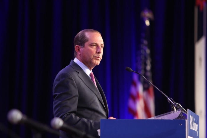 Alex Azar, secretary of the United States Department of Health and Human Services, speaking at the Values Voter Summit at the Omni Shoreham Hotel in Washington, D.C. on Friday, Oct. 11, 2019. 
