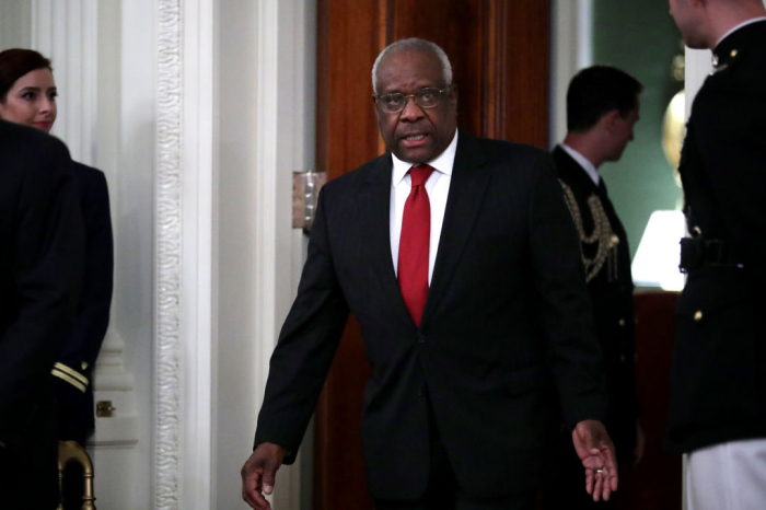 U.S. Supreme Court Associate Justice Clarence Thomas arrives for the ceremonial swearing in of Associate Justice Brett Kavanaugh in the East Room of the White House in Washington, D.C., on October 08, 2018.