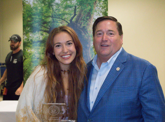 Lauren Daigle is honored with the True Louisiana Ambassador Award by Lieutenant Governor Billy Nungesser in Baton Rouge on Oct. 11, 2019.