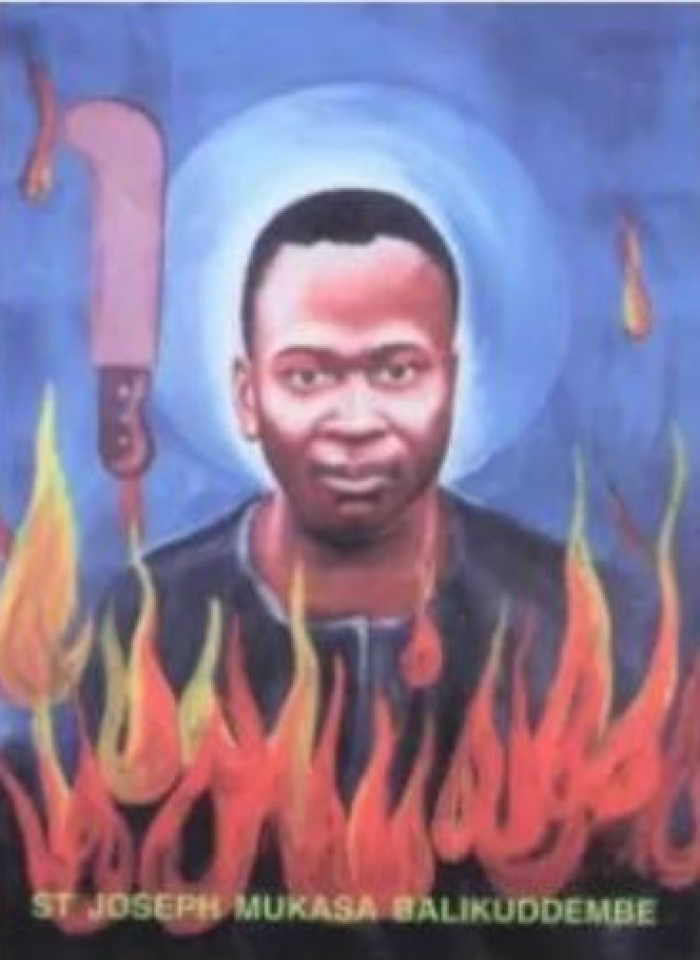 Joseph Mukasa Balikudembe (1860-1885), a Roman Catholic saint and member of the Ugandan royal household who was martyred and had his body burned. 