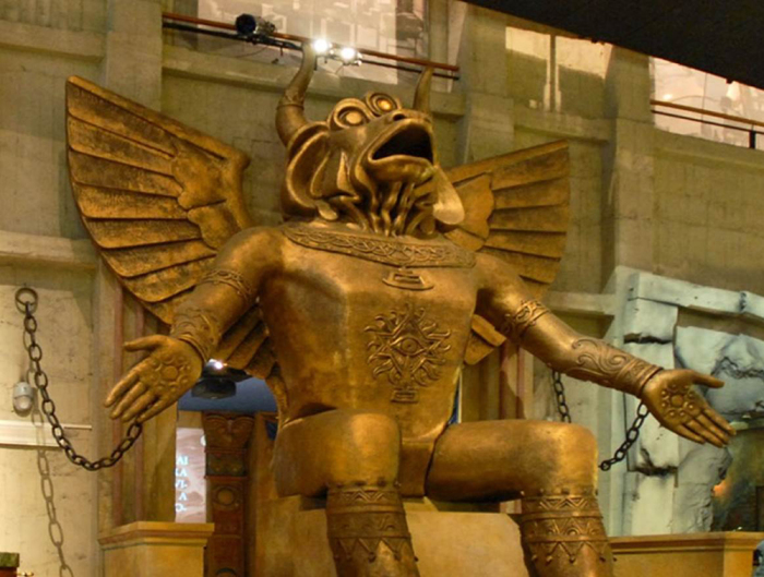 Statue of the god Moloch as seen at the National Cinema Museum in Turin, Italy, on May 17, 2017. 
