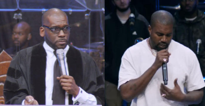 Pastor Jamal Bryant (L) and rapper, Kanye West (R).
