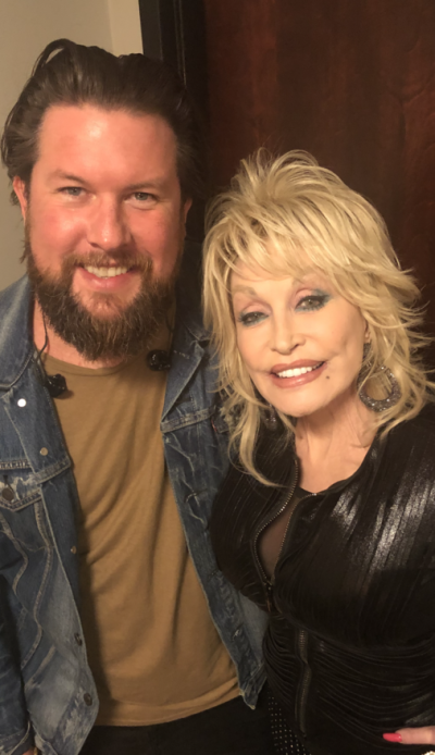 Williams with Dolly Parton during the CMA Awards rehearsals, 2019.