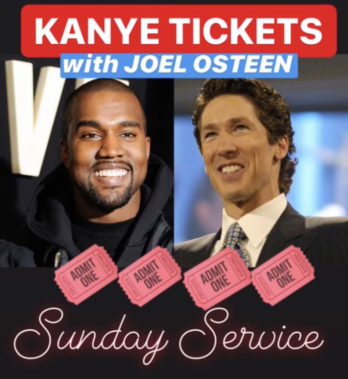 An advertisement for tickets to rapper Kanye West's Sunday Service at Lakewood Church set for Sunday November 17, 2019.