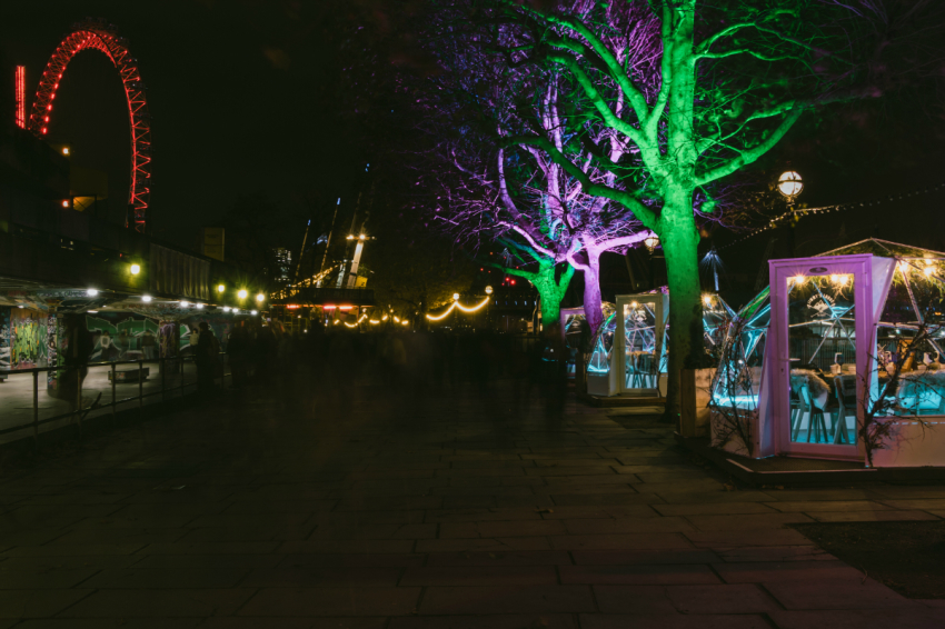 The Christmas-themed market at Southbank Centre along the River Thames. 