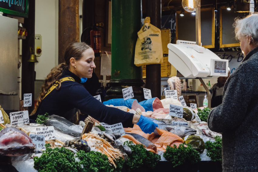 People watching at Borough Market, a short walk from the Bankside Hotel. 