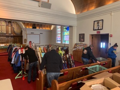 The annual ski swap event at Heritage United Methodist Church in Ligonier, Pennsylvania, held in the church's sanctuary on Saturday, Nov. 16, 2019. 