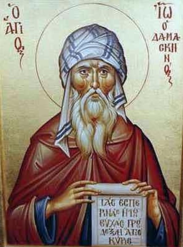Saint John of Damascus (circa 675-749), a notable figure in the Eastern Orthodox Church. 