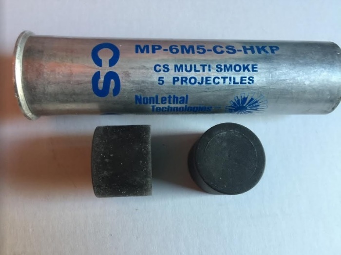 A used tear gas canister found by Rev. Bill Devlin during his trip to Hong Kong in November 2019 