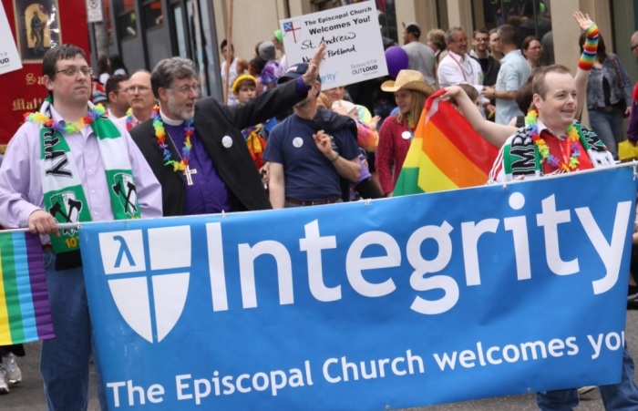 The Episcopal Church's lgbt advocacy group Integrity USA on parade in this photo uploaded to Facebook in March 2012. 