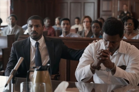 Michael B. Jordan and Jamie Foxx in "Just Mercy."