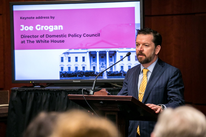 Joe Grogan, the director of the Domestic Policy Council at the White House, speaks during the Second International Conference on Family Policy in Washington, D.C. on Dec. 4, 2019. 