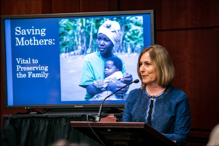 Valerie Huber, senior policy advisor in the Department of Health and Human Services Office of Global Affairs, speaks at the Second International Conference on Family Policies in Washington, D.C. on Dec. 4, 2019. 