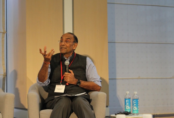 Anantanand Rambachan, professor of religion at St. Olaf College and co-president of Religions for Peace, United States, speaks at the Religions for Peace conference in New York City on Dec. 11, 2019.