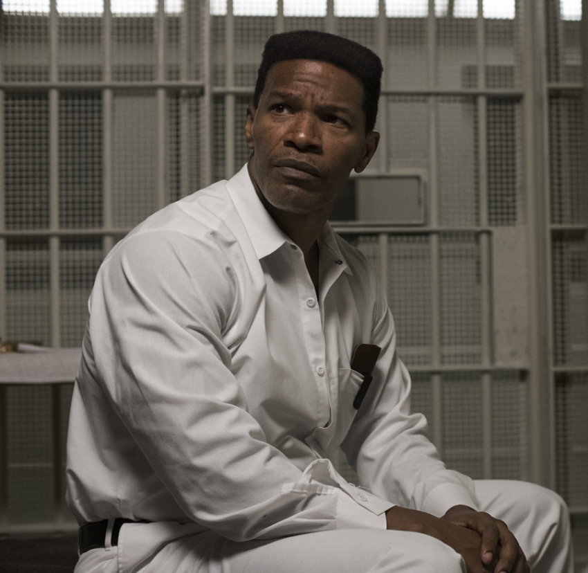 Jamie Foxx stars in the film "Just Mercy" alongside Michael B. Jordan and Brie Larson. The film is based on the award-winning book by Bryan Stevenson.