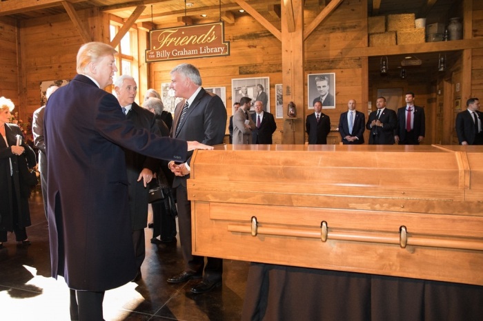 President Donald J. Trump honors the late Reverend Billy Graham on March 2, 2018. 