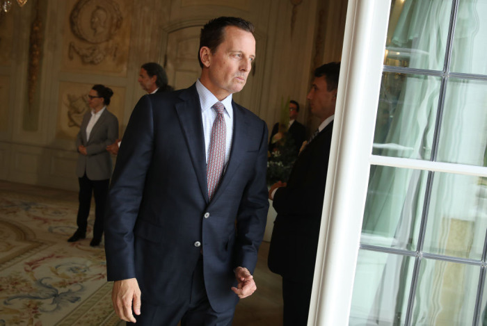 U.S. Ambassador Richard Grenell (C) attends a reception for the internaitonal diplomatic corps hosted by German Chancellor Angela Merkel at Schloss Meseberg palace on July 6, 2018, near Gransee, Germany. . 