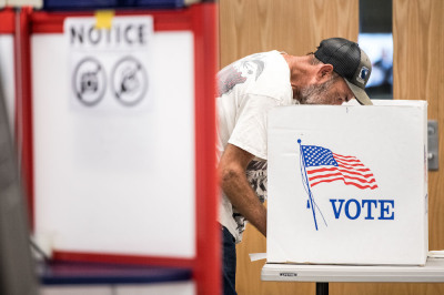A man casts a vote during the special election in North Carolina's 9th Congressional District on September 10, 2019, in Charlotte, North Carolina.