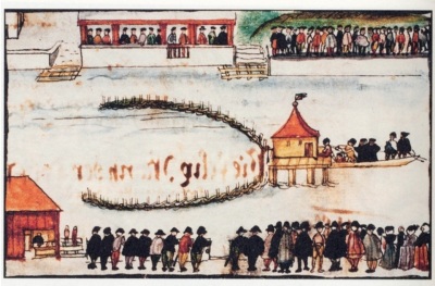 An early 17th century depiction of the martyrdom of Anabaptist leader Felix Manz, who was drowned on Jan. 5, 1527. 