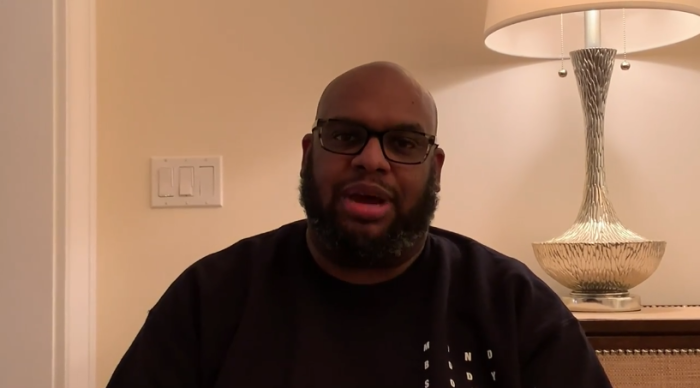 Pastor John Gray speaks in a pre-recorded address to his congregation on Jan. 5, 2020.