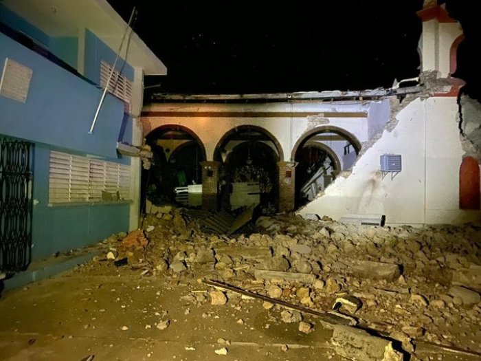 The Urban Center Church in Guayanilla, Puuerto Rico after the island was struck by a magnitude 6.4 earthquake on Tuesday January 7, 2020.