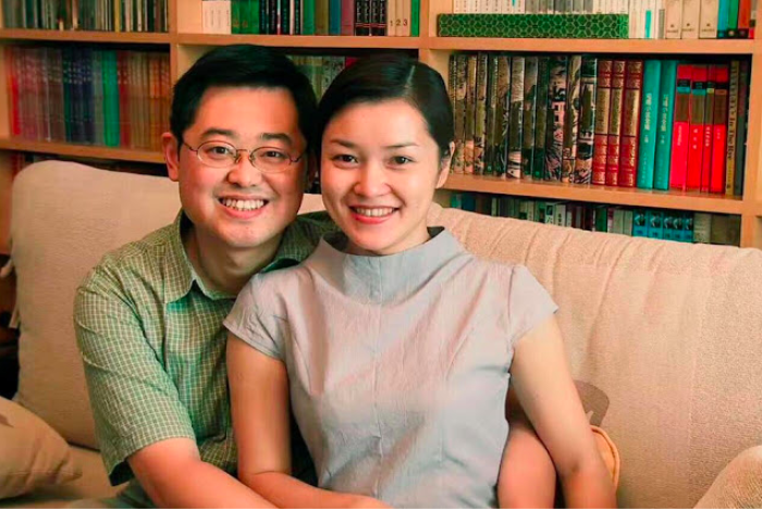 Wang Yi (left) with his wife, Jiang Rong. Wang Yi was sentenced to nine years in prison for trumped up convictions of “inciting subversion of state power” and “illegal business activities.