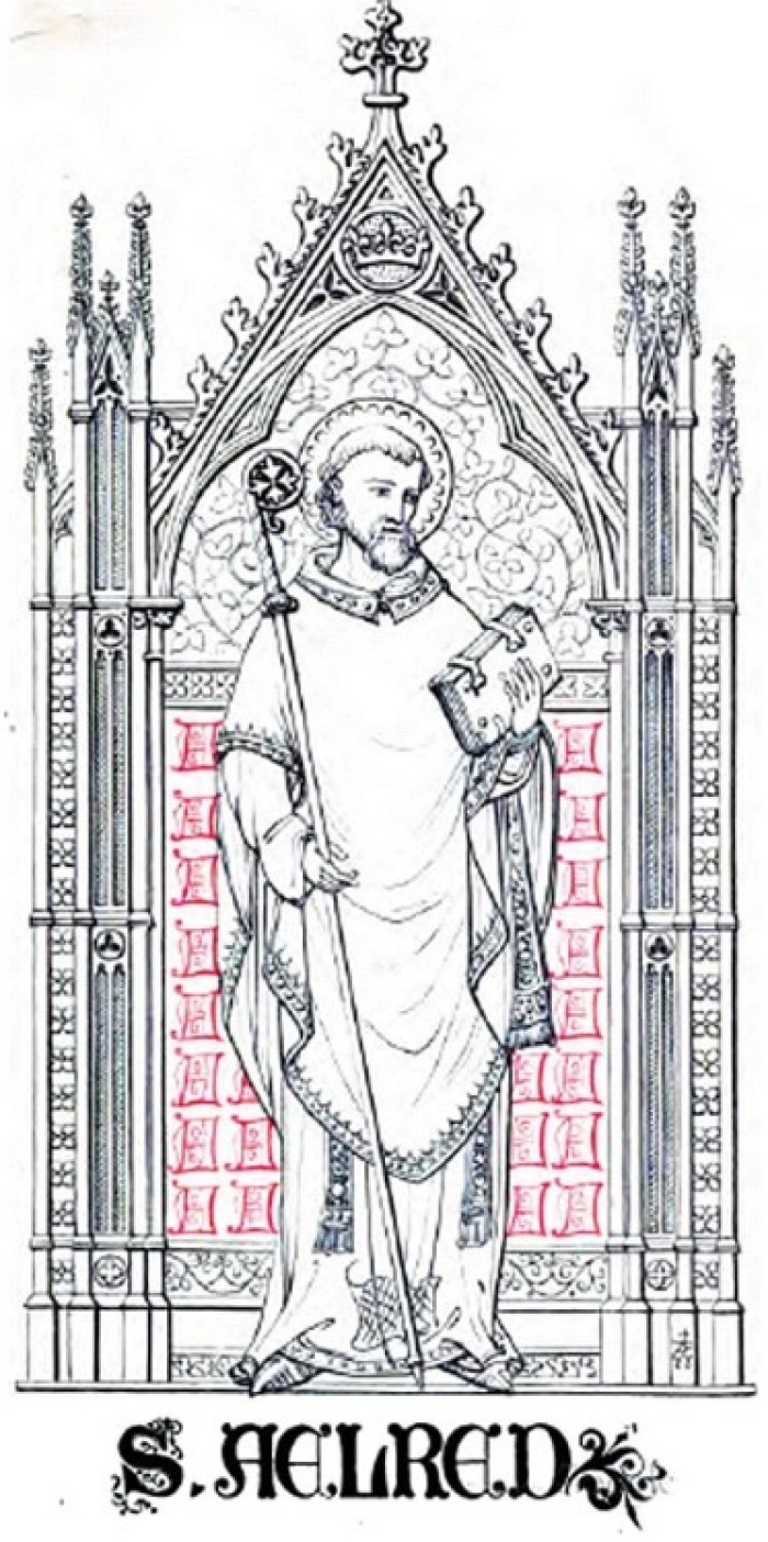 A nineteenth century image of Aelred of Rievaulx (c.1110-1167), a notable abbot and author of the devotional work 'Spiritual Friendship.' 