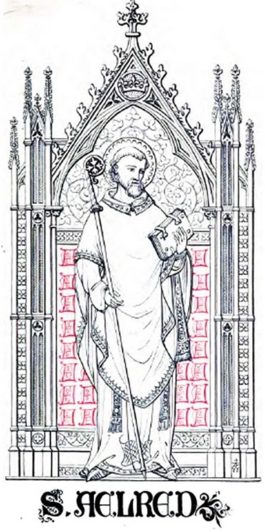 A nineteenth century image of Aelred of Rievaulx (c.1110-1167), a notable abbot and author of the devotional work "Spiritual Friendship." 