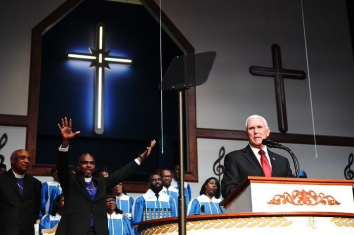 Vice President Mike Pence speaks at Holy City Church of God in Christ in Raleigh, Tenn., on Sunday January 19, 2020.