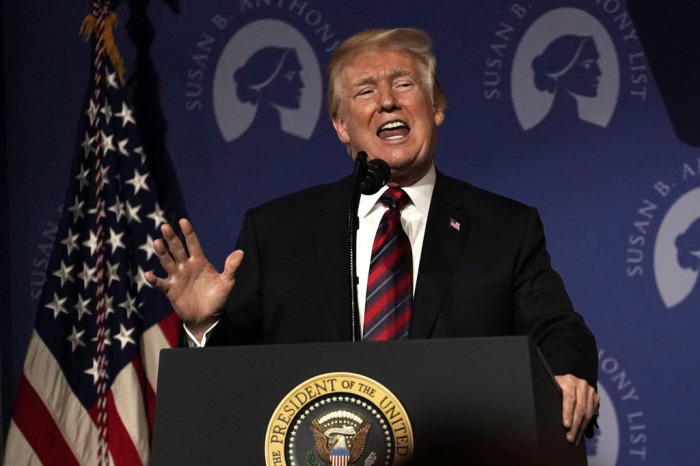 President Donald Trump speaks during the Susan B. Anthony List's 11th annual Campaign for Life Gala at the National Building Museum May 22, 2018, in Washington, D.C. President Trump addressed the annual gala of the anti-abortion group and urged people to vote in the midterm election. 