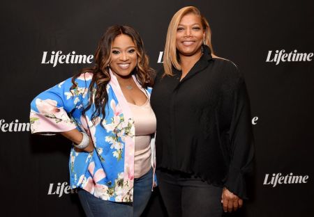 Kierra Sheard and Queen Latifah at the TCA press conference/panel of Lifetime’s "The Clark Sisters: First Ladies of Gospel," in Pasadena, California, Jan. 18, 2020.