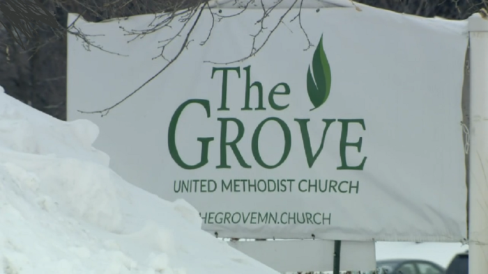 A sign at the Grove United Methodist Church in Minnesota.