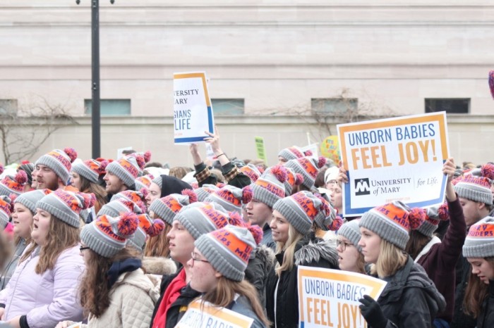 Students from the University of Mary march during the 2020 March for Life in Washington, D.C. on Jan. 24, 2020. 