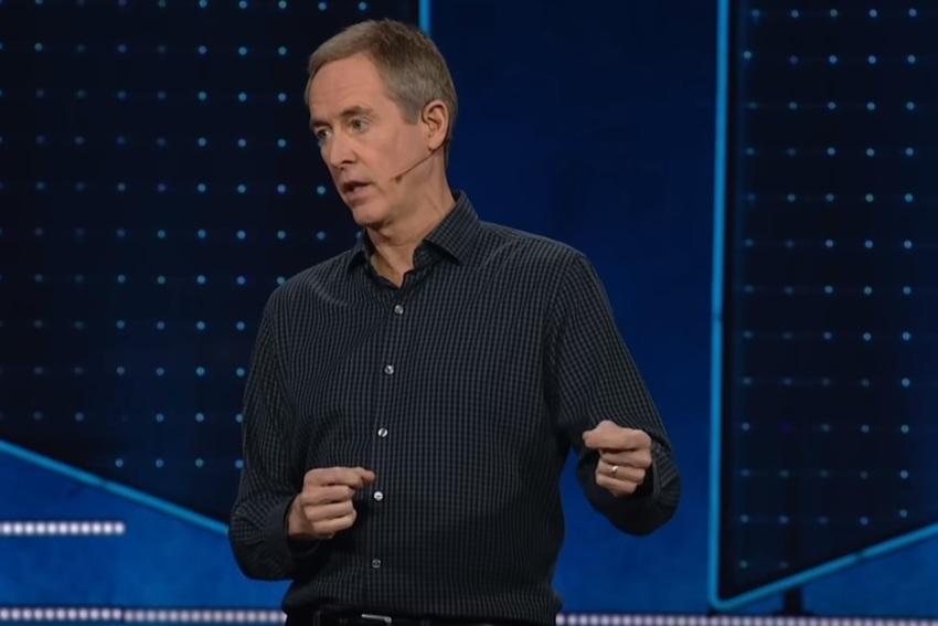 North Point Community Church Senior Pastor Andy Stanley preaching the first part of a sermon series titled “Talking Points: The Perfect Blend of Politics & Religion" on Jan. 12, 2020.