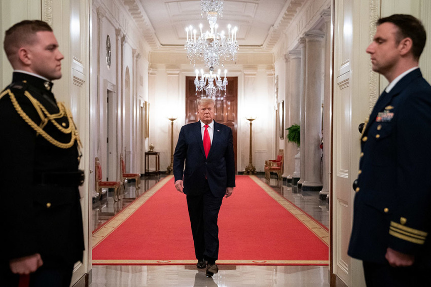 President Donald J. Trump arrives to address the Nation’s Mayors on Transforming America’s Communities meeting Friday, Jan. 24, 2020, in the East Room of the White House in Washington, D.C.