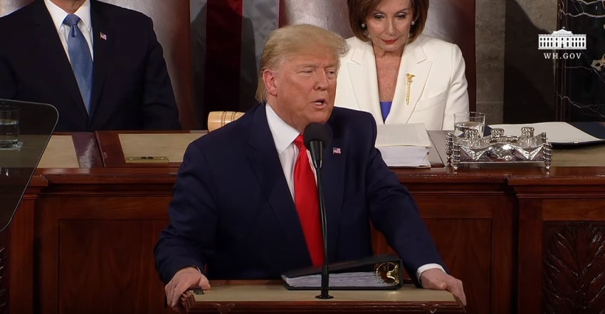 President Donald Trump gives the State of the Union address on Tuesday, Feb. 4, 2020. 