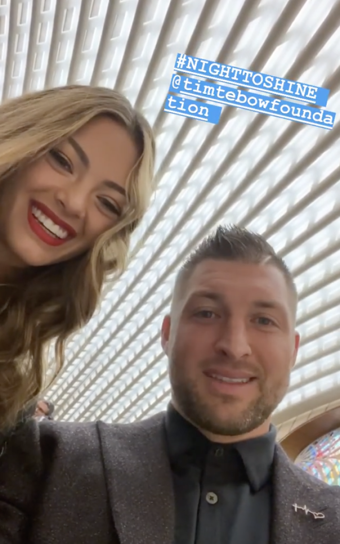 Tim Tebow and Demi-Leigh Nel-Peters attend Night to Shine in Rome, Feb. 3, 2020.